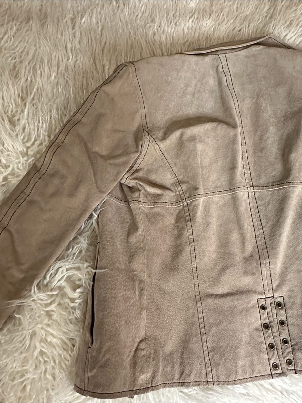 Vintage Wilsons Leather Maxima Taupe Suede Zip-Front Jacket - Picture 5 of 6